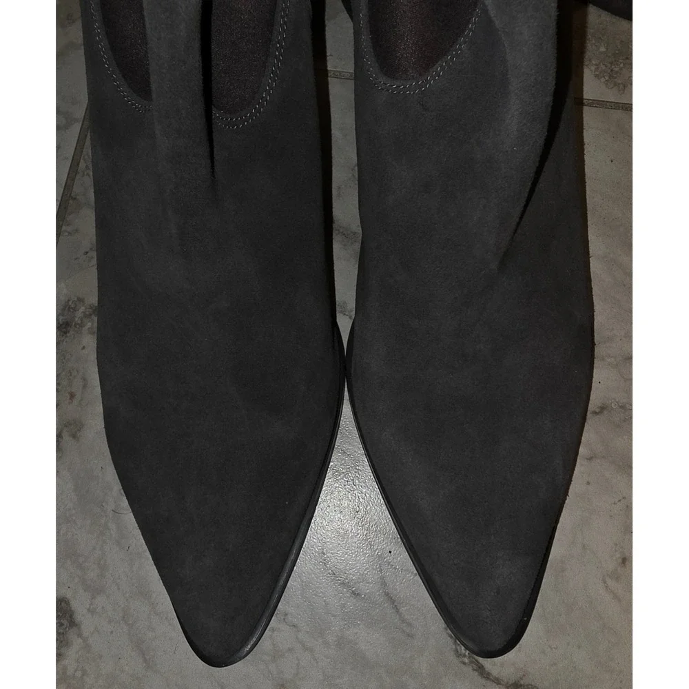 Blondo Waterproof Grey Suede Over The Knee Boots Pointed Toe Block Heel Sz 12M